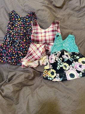 Kids Sleeveless Floral & Plaid Tank Tops - Multi-Color